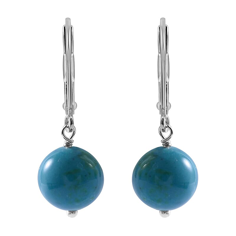 Chrysocolla Lever Back Earrings in Sterling Silver 10.00 ctw