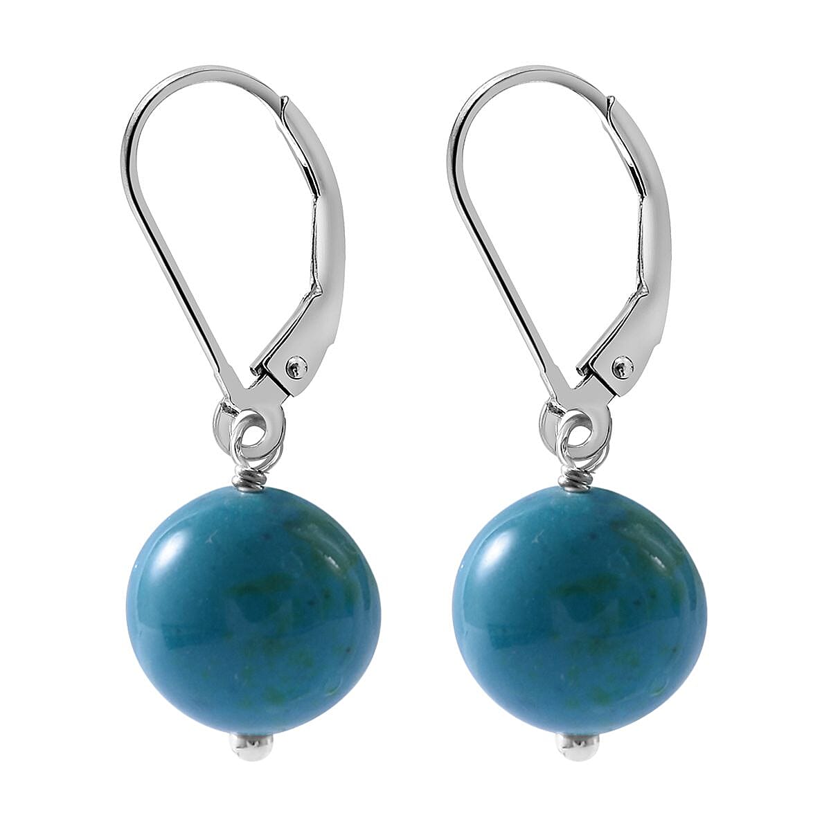 Chrysocolla Lever Back Earrings in Sterling Silver 10.00 ctw image number 2