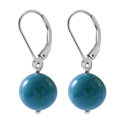 Chrysocolla Lever Back Earrings in Sterling Silver 10.00 ctw
