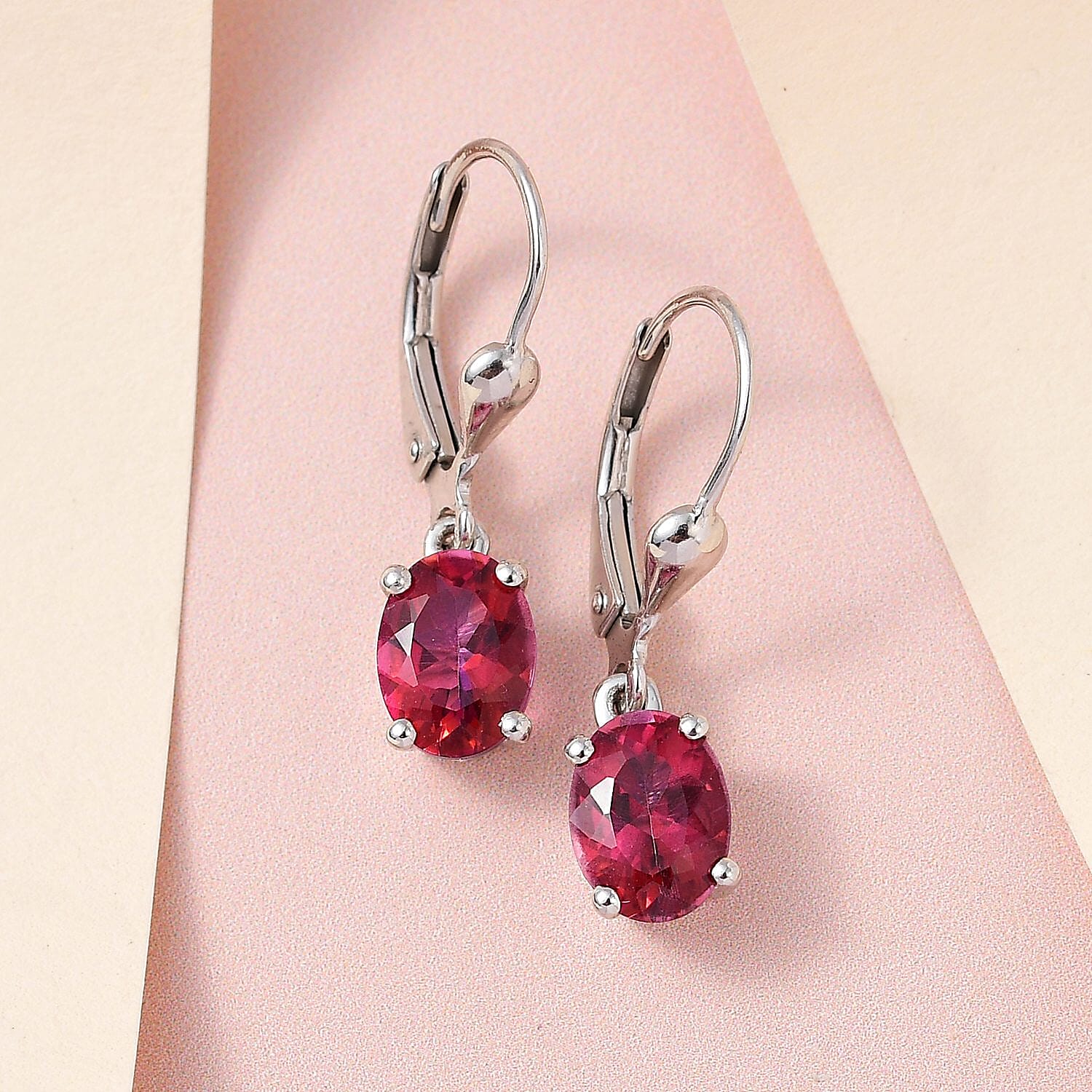 Brazilian Pink Petalite Lever Back Earrings in Platinum Over Sterling Silver 1.85 ctw