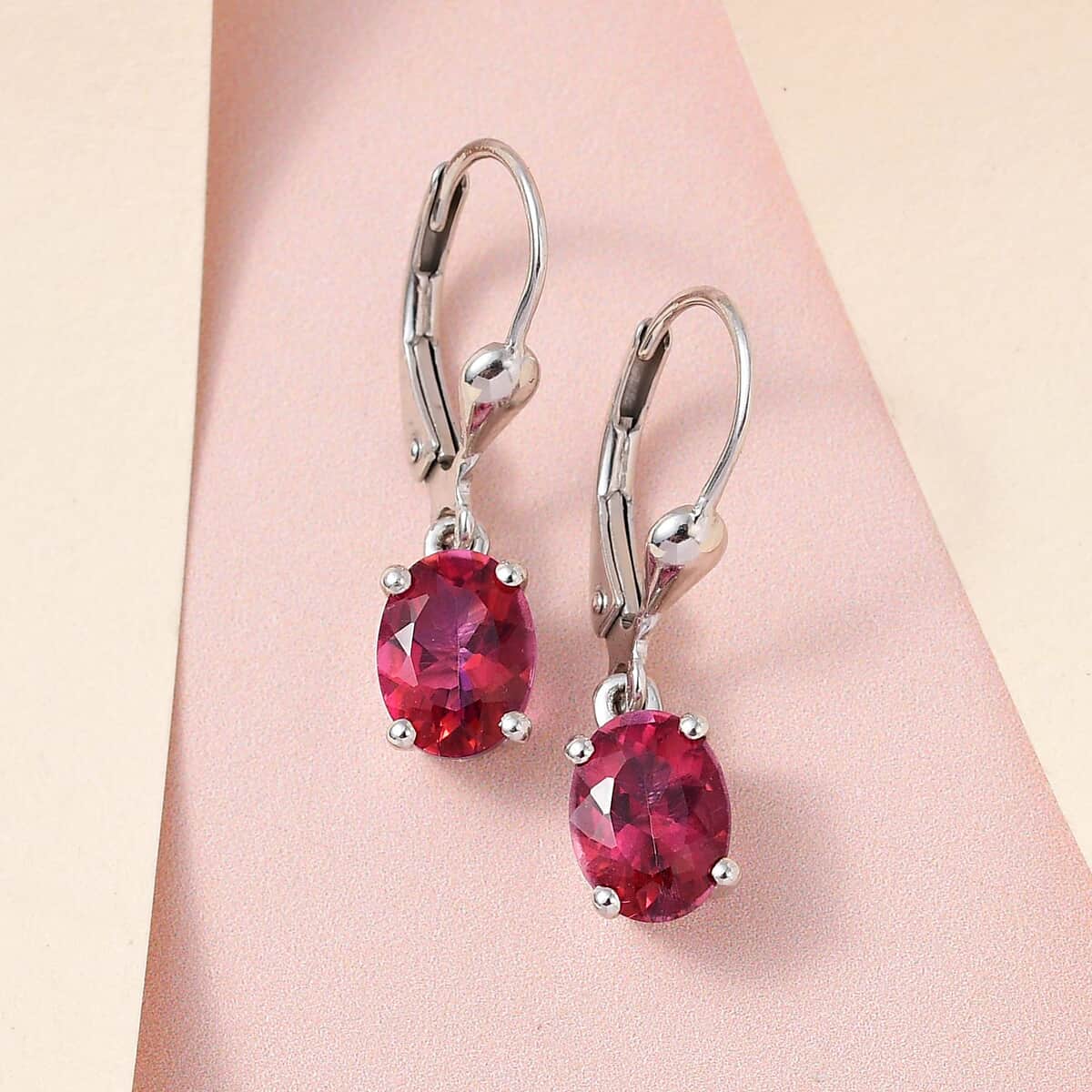 Brazilian Pink Petalite Lever Back Earrings in Platinum Over Sterling Silver 1.85 ctw image number 1