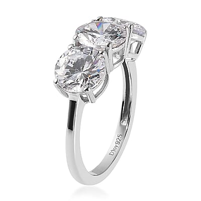Brazilian Petalite 3 Stone Ring in Platinum Over Sterling Silver (Size 10.0) 4.10 ctw