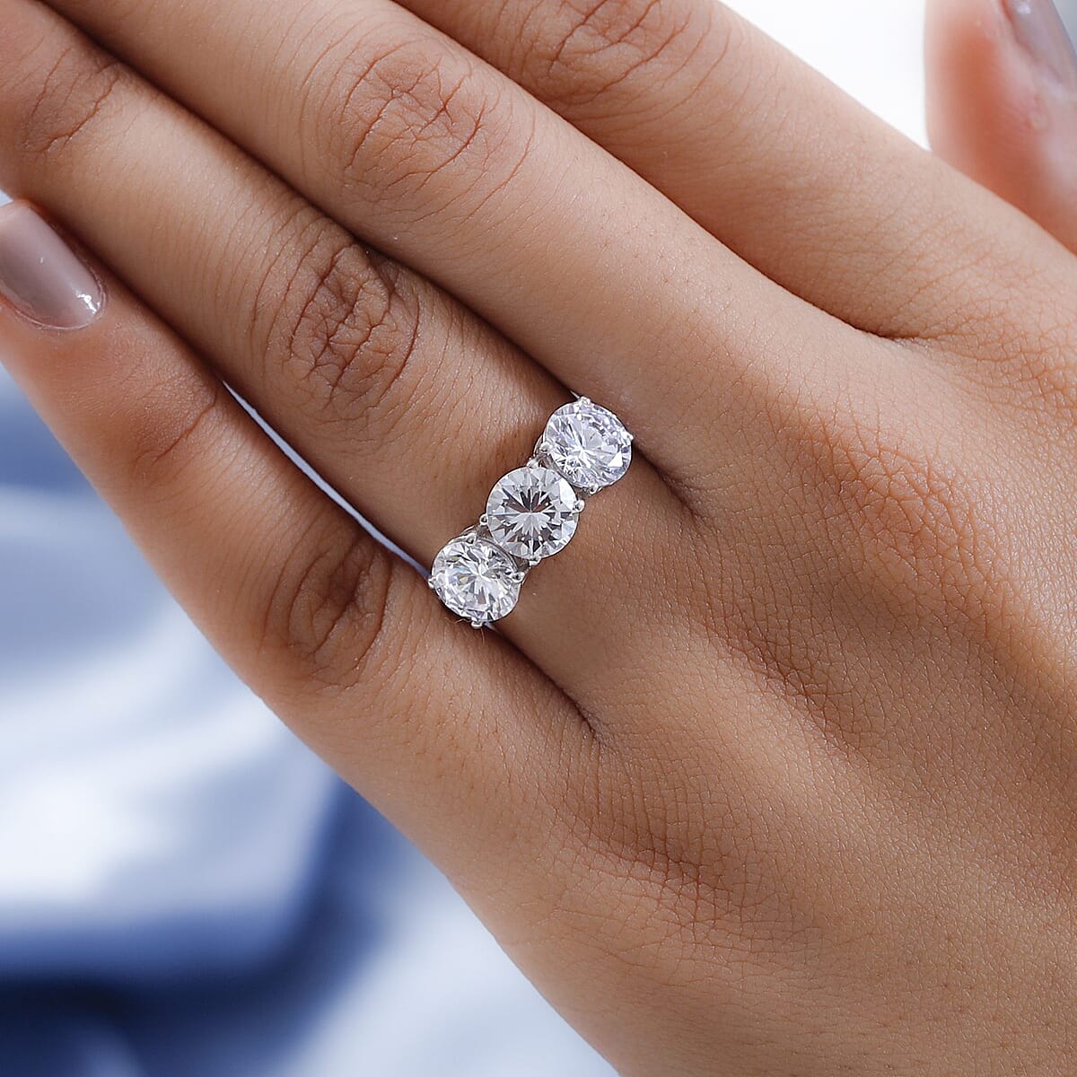 Brazilian Petalite 3 Stone Ring in Platinum Over Sterling Silver (Size 7.0) 4.10 ctw image number 2