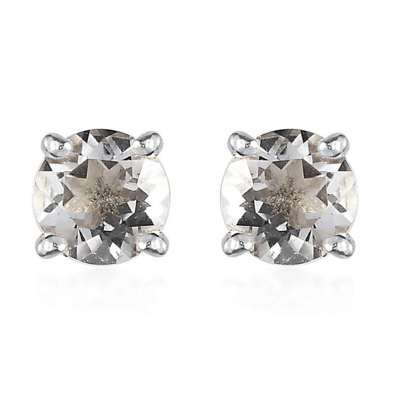 Brazilian Petalite 0.75 ctw Round Stud Earrings in Platinum Over Sterling Silver