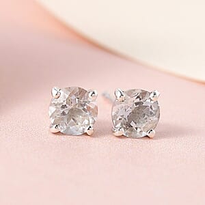 Brazilian Petalite Solitaire Stud Earrings in Platinum Over Sterling Silver 0.75 ctw
