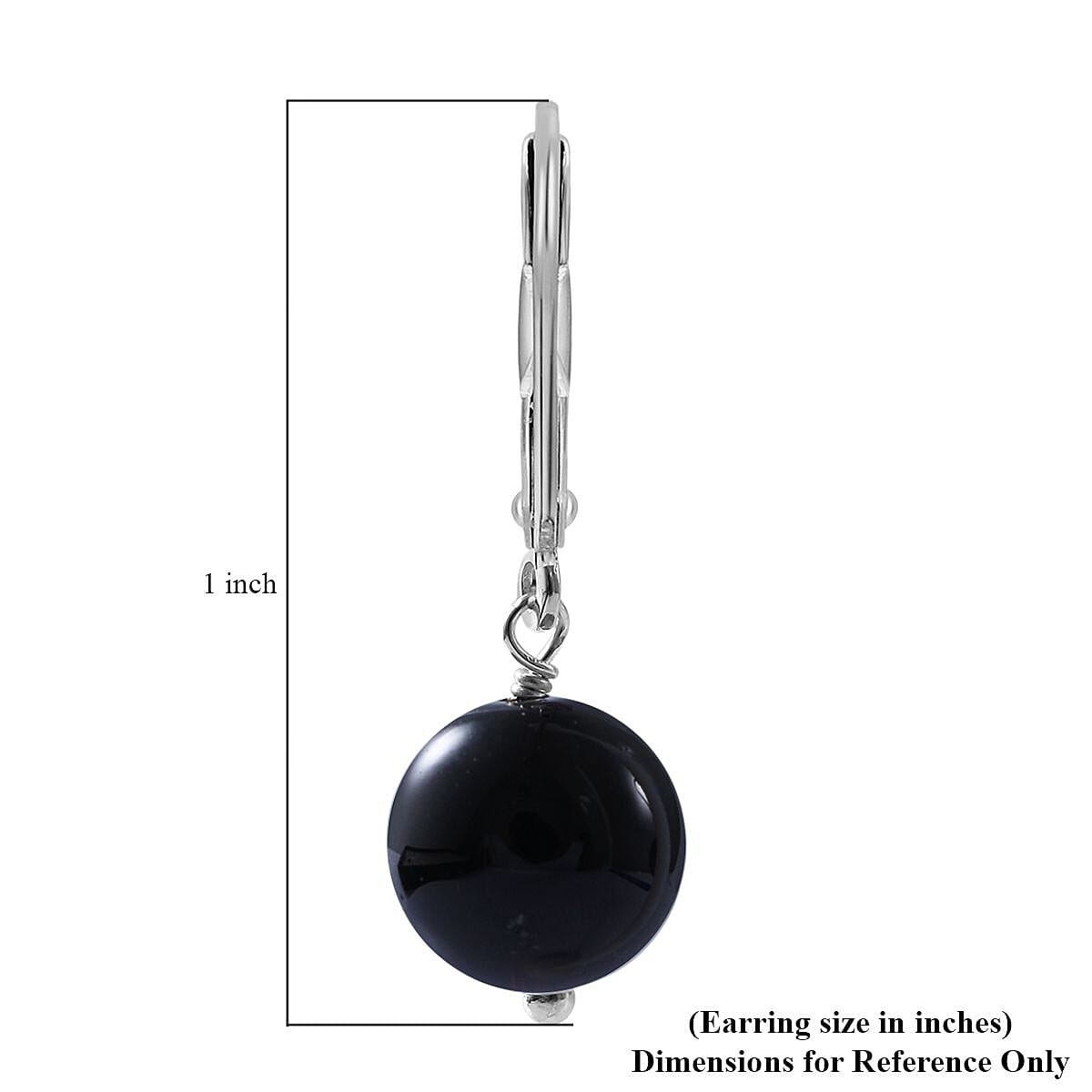 Black Agate Lever Back Earrings in Sterling Silver 10.00 ctw image number 3