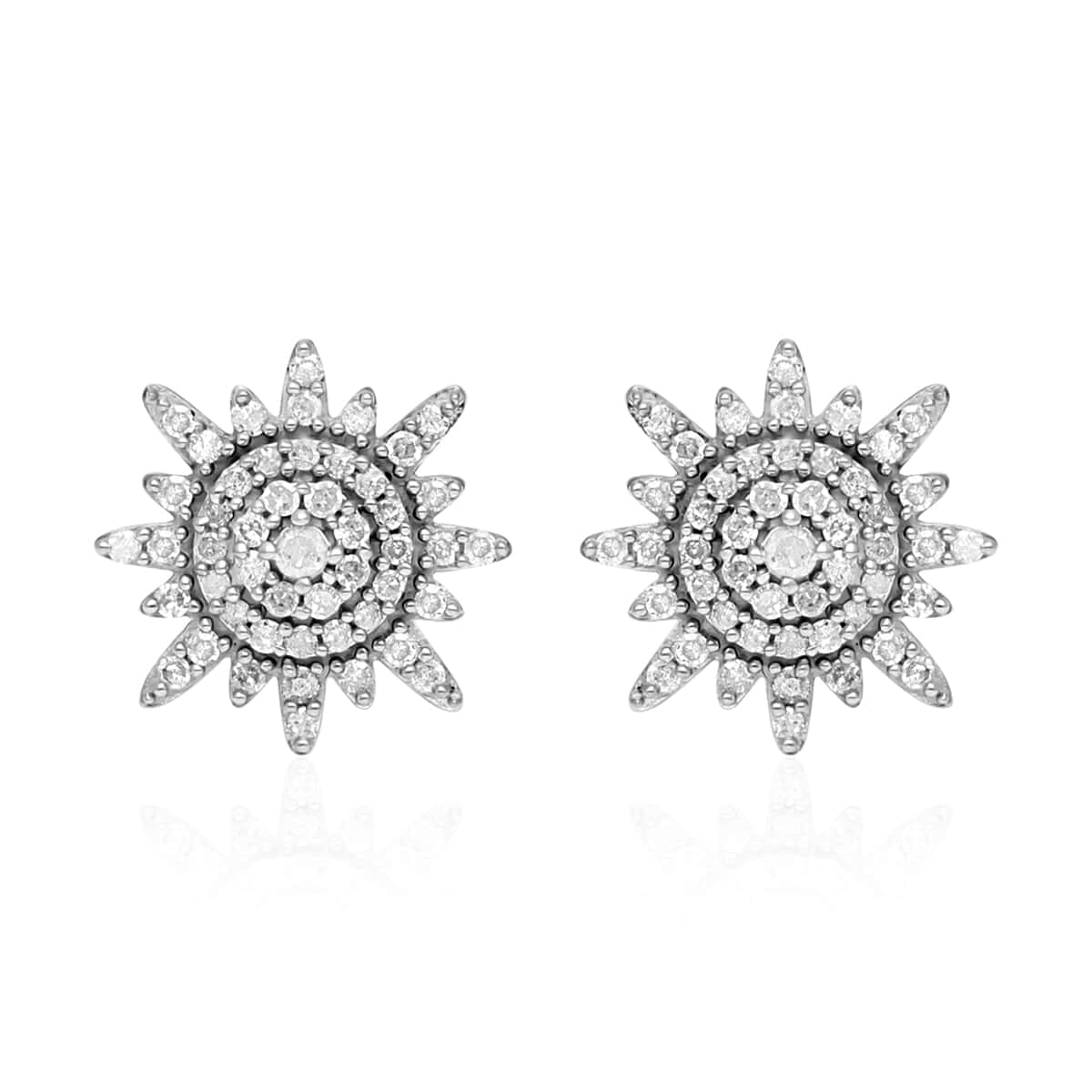 Diamond Stud Earrings in Platinum Over Sterling Silver 0.60 ctw image number 0