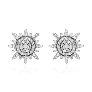 Diamond Stud Earrings in Platinum Over Sterling Silver 0.60 ctw