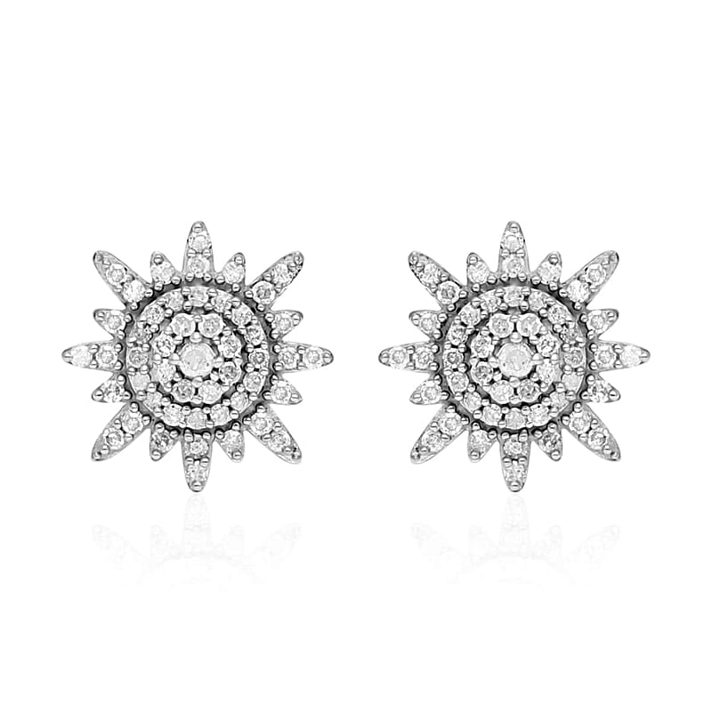 Diamond Stud Earrings in Platinum Over Sterling Silver 0.60 ctw