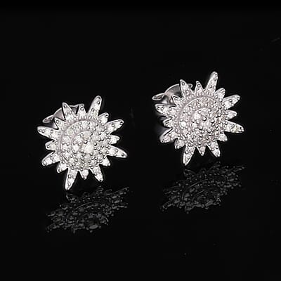 Diamond Stud Earrings in Platinum Over Sterling Silver 0.60 ctw