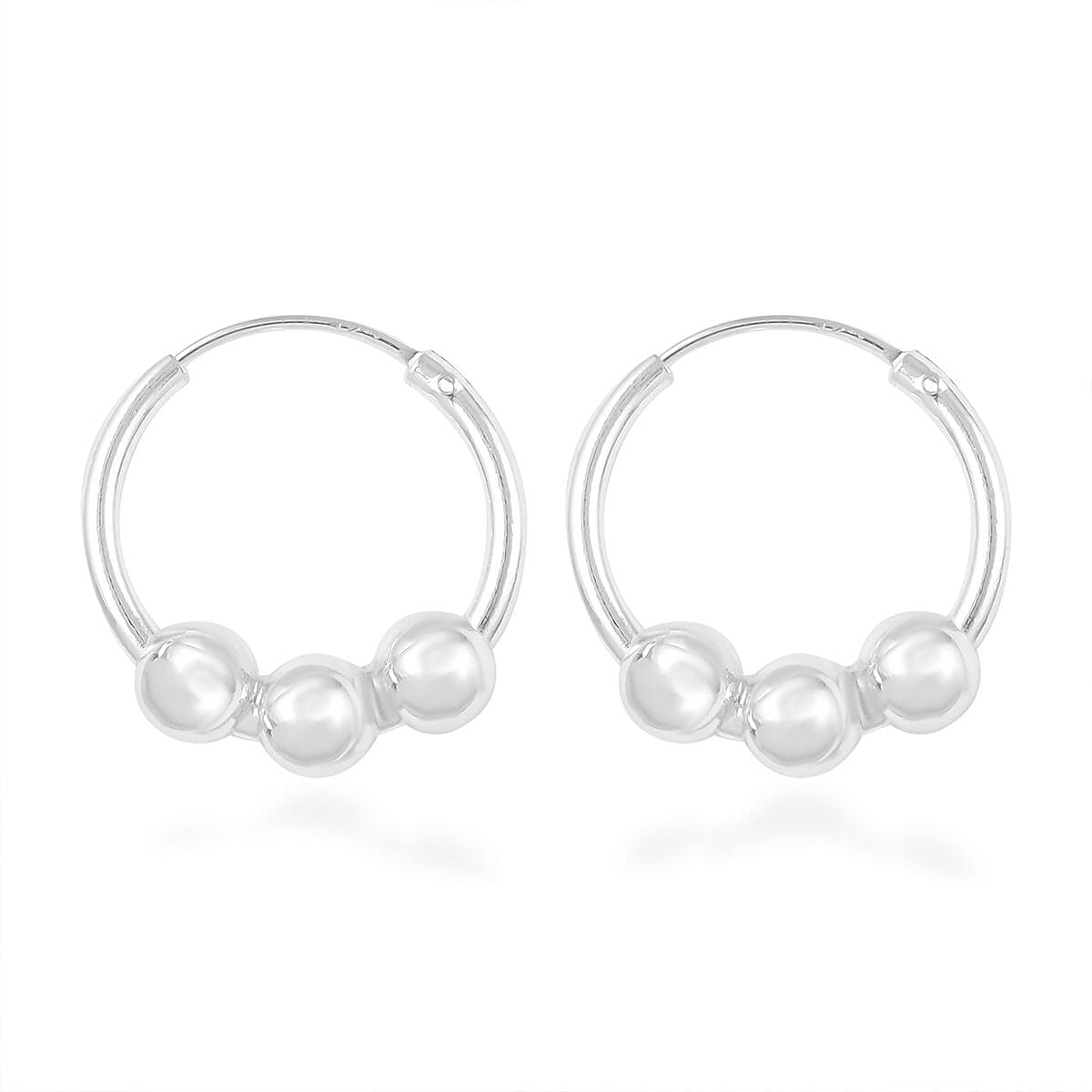 Sterling Silver Hoop Earrings 2.90 Grams image number 3
