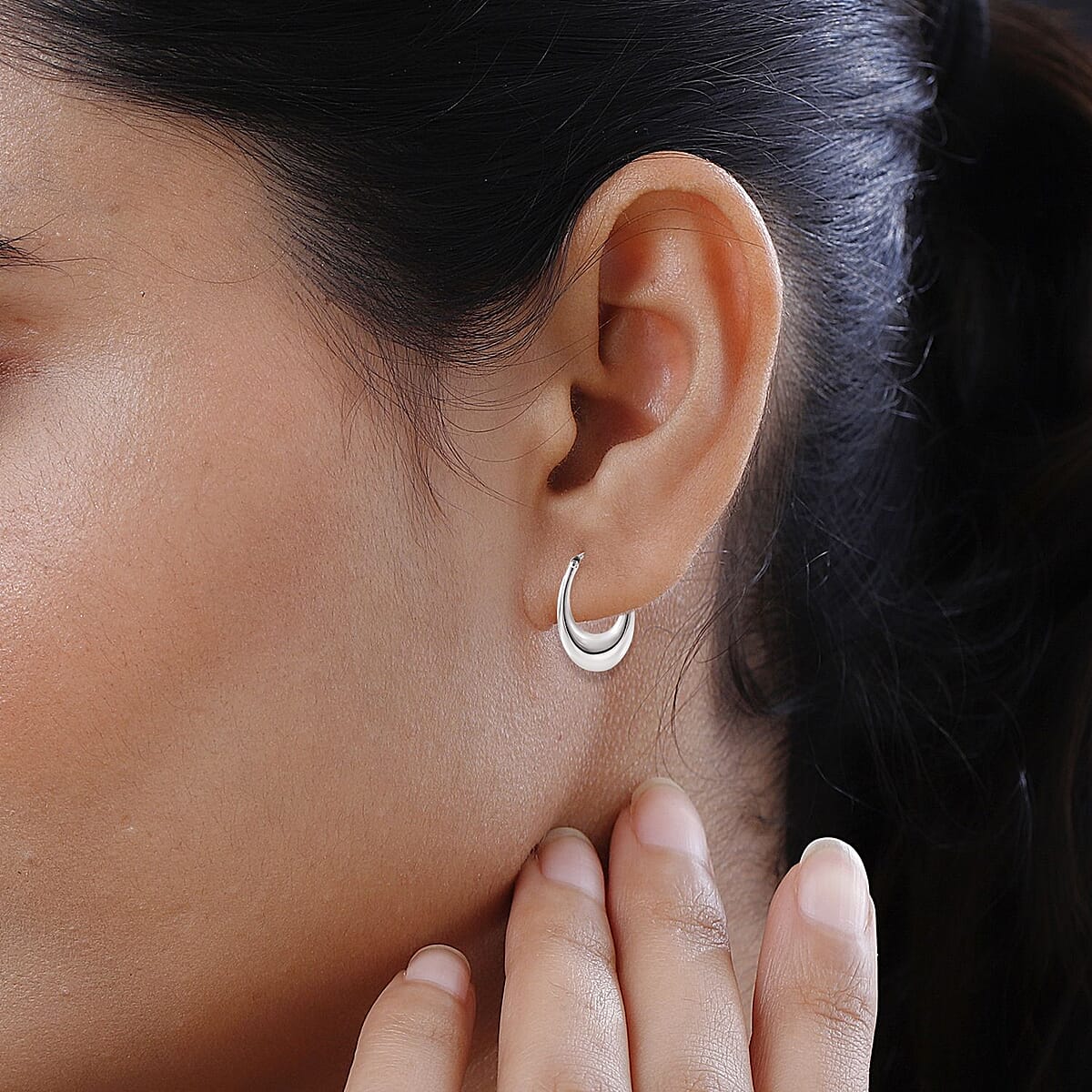 Sterling Silver Hoop Earrings 2.30 Grams image number 1