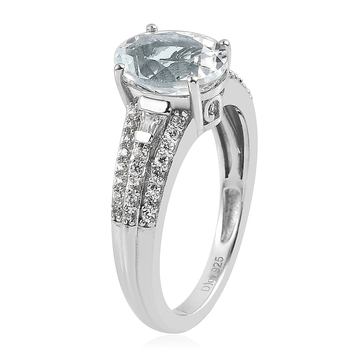 Premium Espirito Santo Aquamarine and Natural White Zircon Ring in Platinum Over Sterling Silver 2.15 ctw image number 3
