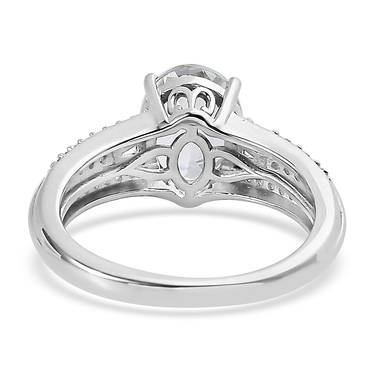 Premium Espirito Santo Aquamarine and Natural White Zircon Ring in Platinum Over Sterling Silver 2.15 ctw image number 4