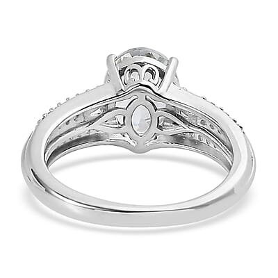 Premium Mangoro Aquamarine and White Zircon Ring in Platinum Over Sterling Silver (Size 10.0) 2.15 ctw