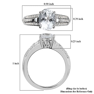 Premium Mangoro Aquamarine and White Zircon Ring in Platinum Over Sterling Silver (Size 10.0) 2.15 ctw