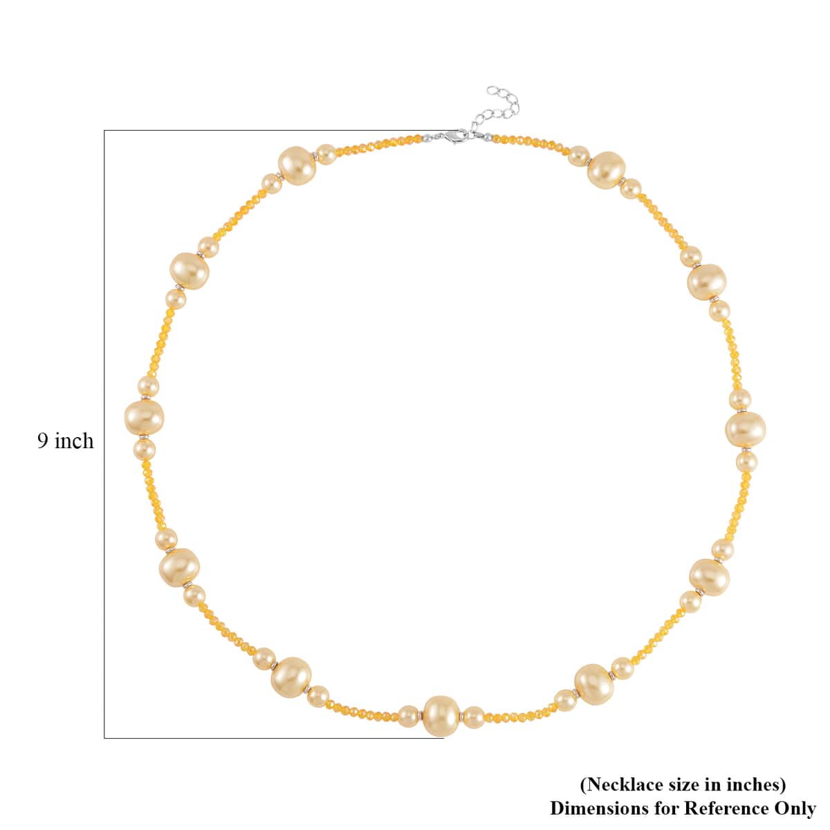 Golden Color Shell Pearl and Champagne Glass Beaded Necklace 28-30 Inches in Silvertone image number 6