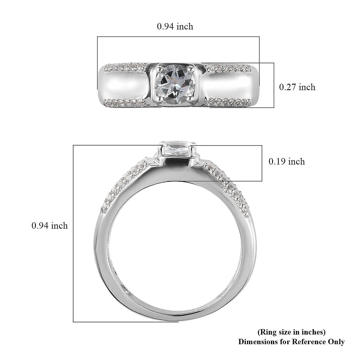 Premium Mangoro Aquamarine and White Zircon Men's Ring in Platinum Over Sterling Silver (Size 10.0) 1.10 ctw