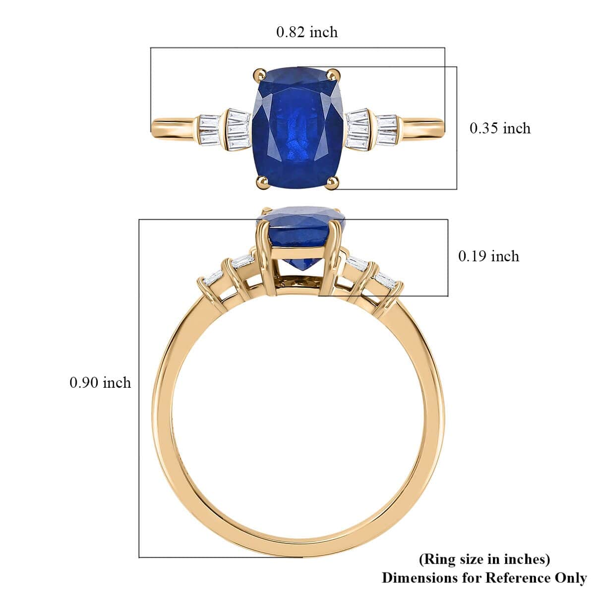 LUXORO 10K Yellow Gold Premium Tanzanian Blue Spinel, Diamond (G-H, I3) Ring (Size 10.0) (2.15 g) 1.75 ctw image number 5