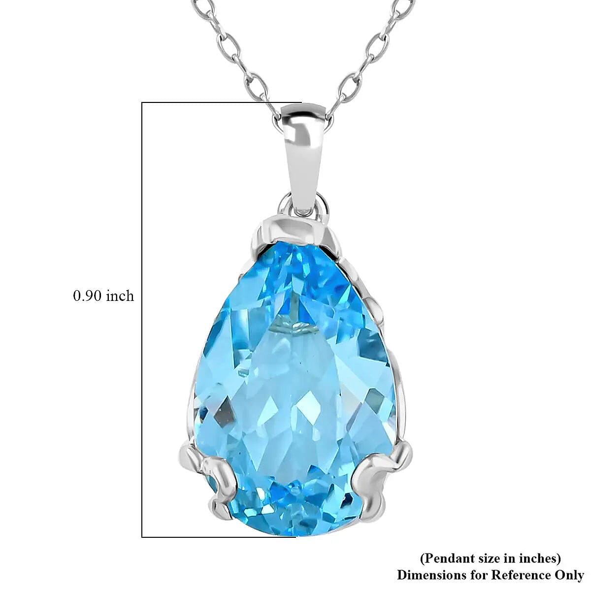 Blue Topaz Pendant Necklace, Sterling Silver Necklace, 18 Inches Necklace 7.00 ctw