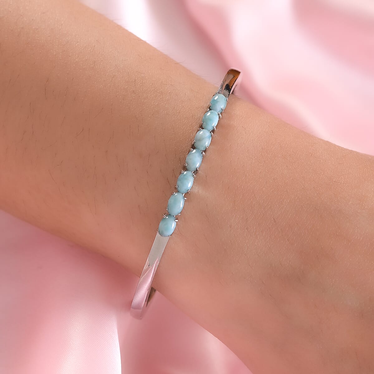 Larimar Bangle Bracelet in Stainless Steel (6.50 In) 3.00 ctw image number 2