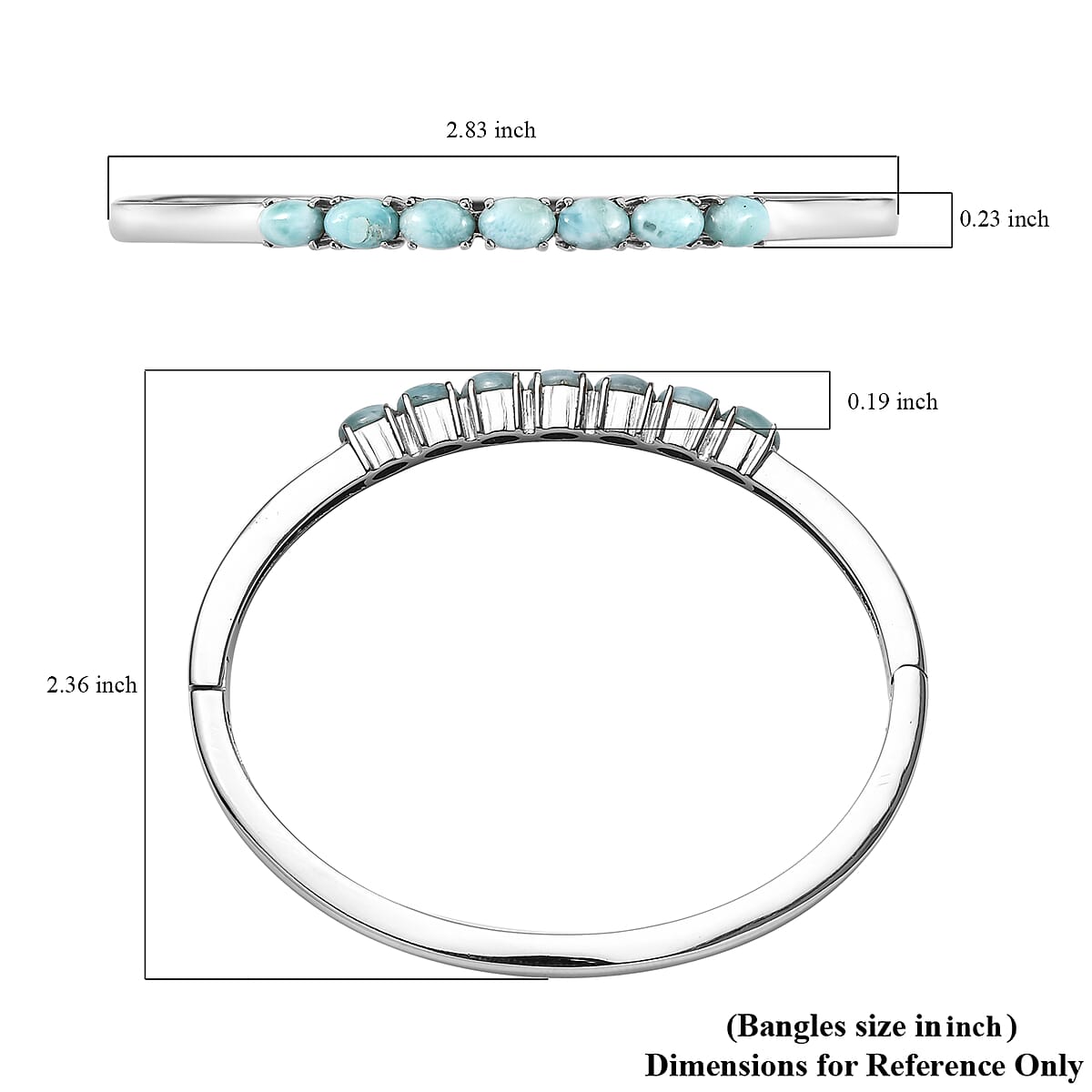Larimar Bangle Bracelet in Stainless Steel (6.50 In) 3.00 ctw image number 5