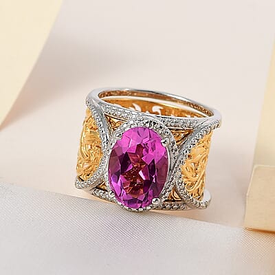 Karis African Lilac Quartz (Triplet) Ring in 18K YG Plated and Platinum Bond (Size 10.0) 6.10 ctw