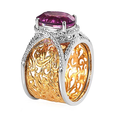 Karis African Lilac Quartz (Triplet) Ring in 18K YG Plated and Platinum Bond (Size 10.0) 6.10 ctw