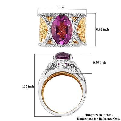 Karis African Lilac Quartz (Triplet) Ring in 18K YG Plated and Platinum Bond (Size 10.0) 6.10 ctw