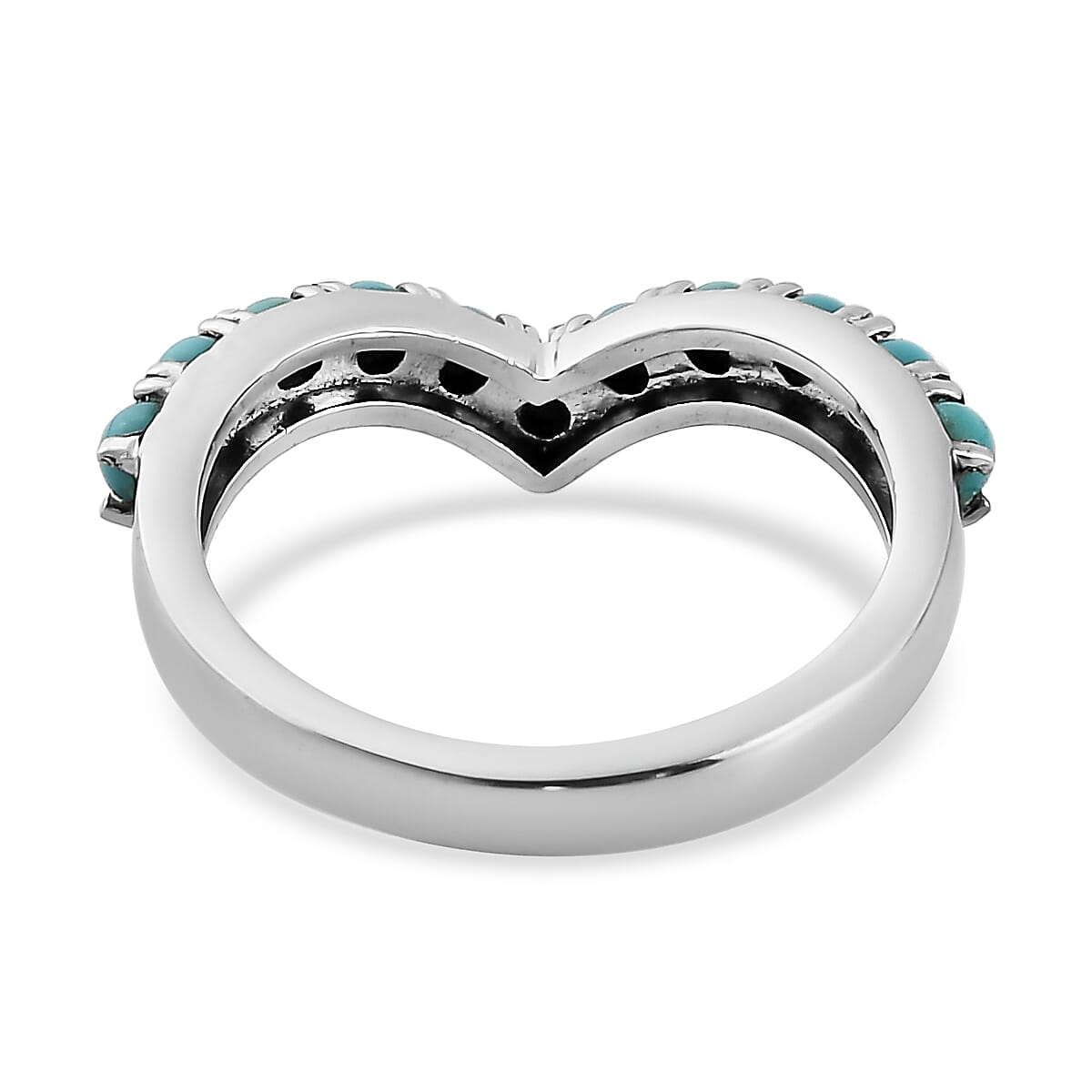 American Natural Sleeping Beauty Turquoise Chevron Ring in Stainless Steel 0.75 ctw image number 4