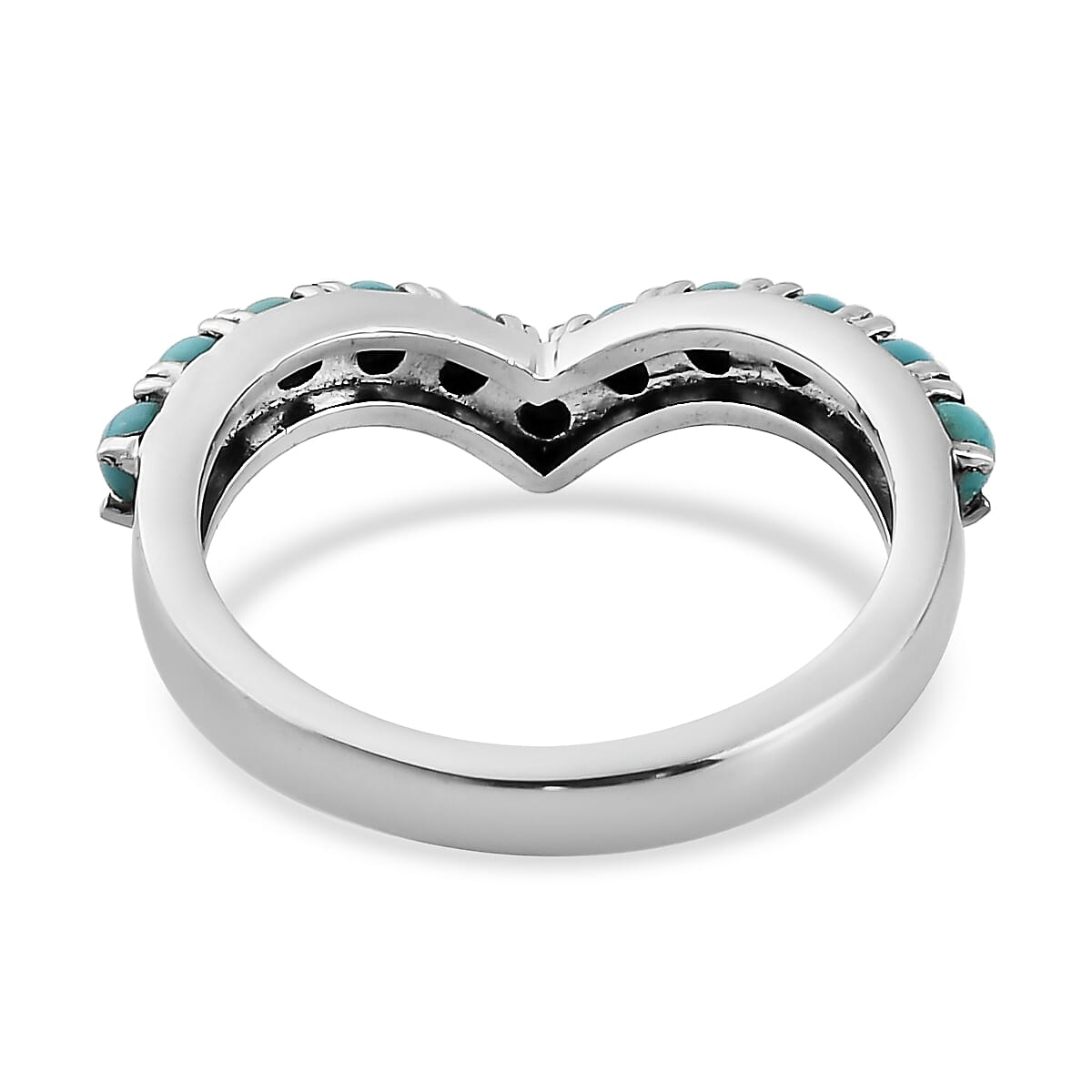 Sleeping Beauty Turquoise Chevron Ring in Stainless Steel (Size 8.0) 0.75 ctw image number 4
