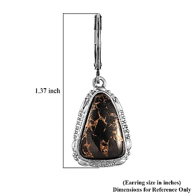 Artisan Crafted Matrix Silver Shungite Lever Back Earrings in Platinum Over Copper and Stainless Steel 7.35 ctw , Tarnish-Free, Waterproof, Sweat Proof Jewelry