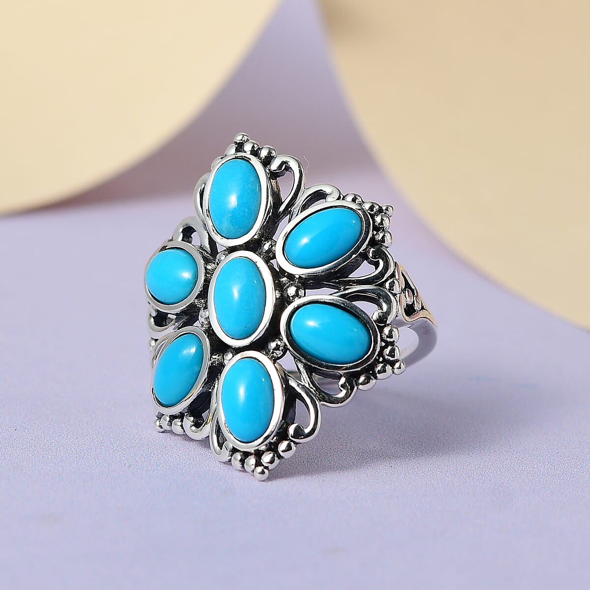 Artisan Crafted American Natural Sleeping Beauty Turquoise Ring in Sterling Silver 3.10 ctw image number 1