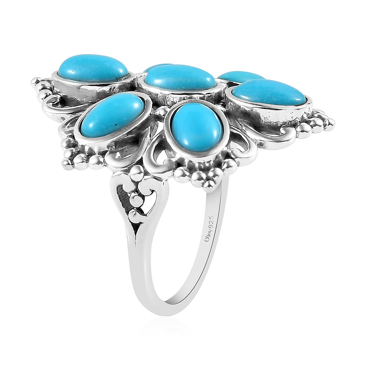 Artisan Crafted American Natural Sleeping Beauty Turquoise Ring in Sterling Silver 3.10 ctw image number 3