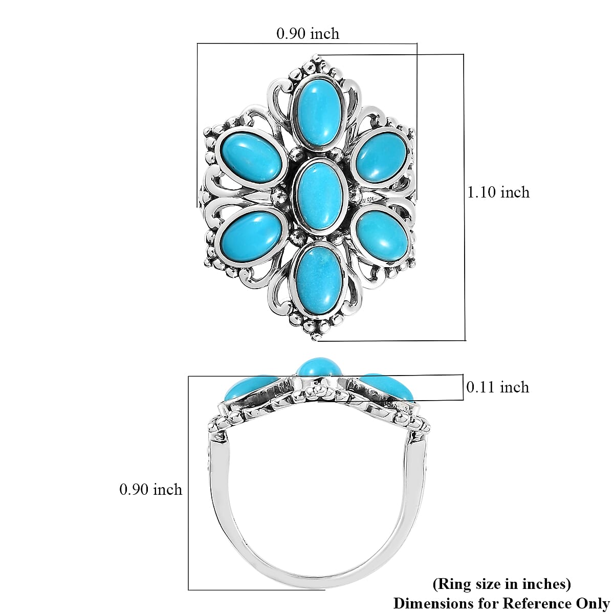 Artisan Crafted American Natural Sleeping Beauty Turquoise Ring in Sterling Silver 3.10 ctw image number 5