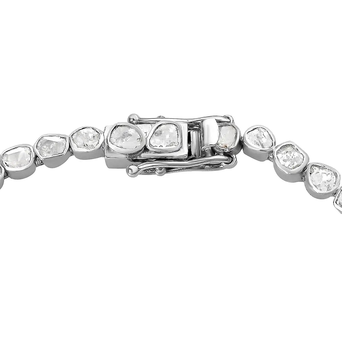 Polki Diamond Tennis Bracelet in Platinum Over Sterling Silver (6.50 In) 2.00 ctw