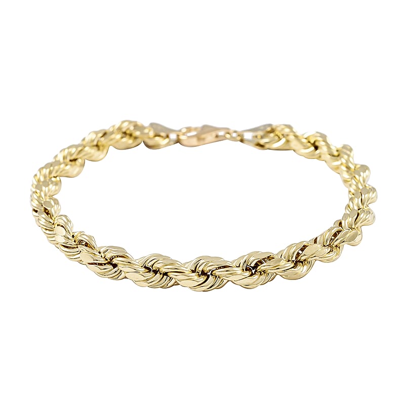 10K Yellow Gold  Rope Chain Bracelet | Gold Rope Bracelet | Gold Bracelet  (7.00 In) 1.2 Grams