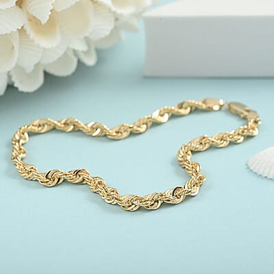 10K Yellow Gold  Rope Chain Bracelet | Gold Rope Bracelet | Gold Bracelet  (7.00 In) 1.2 Grams