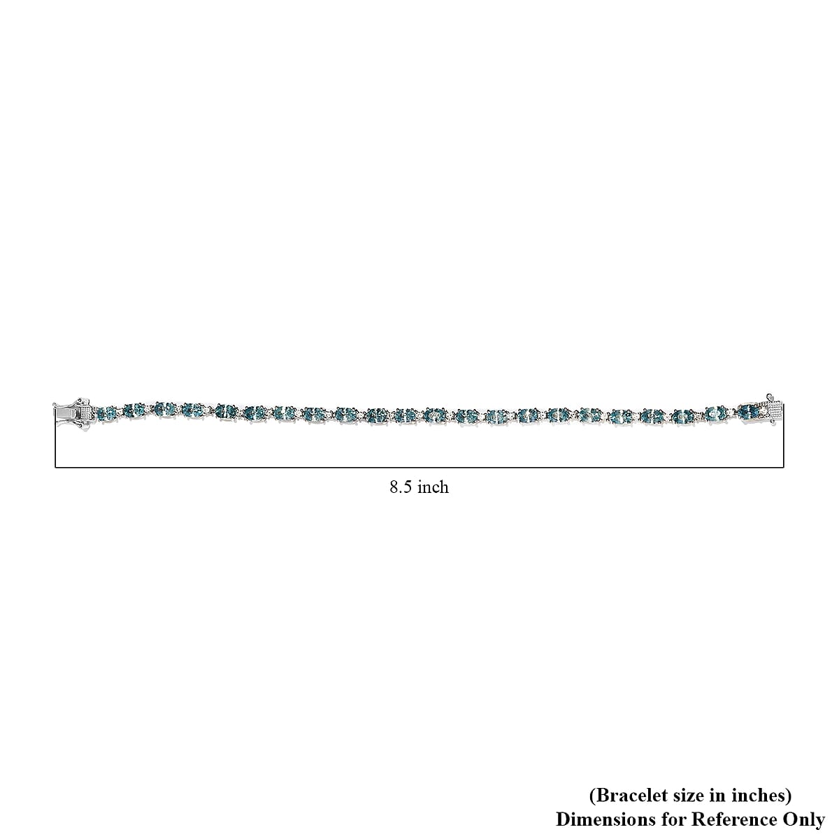 Cambodian Blue Zircon and White Zircon Tennis Bracelet in Platinum Over Sterling Silver (8.00 In) 18.15 ctw image number 4