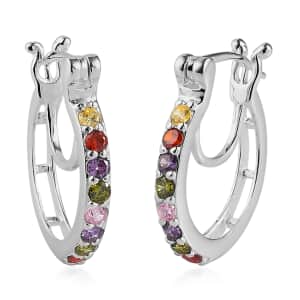 Simulated Multi Color Diamond Earrings in Sterling Silver 1.00 ctw