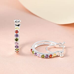 Simulated Multi Color Diamond Earrings in Sterling Silver 1.00 ctw