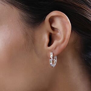 Simulated Multi Color Diamond Earrings in Sterling Silver 1.00 ctw