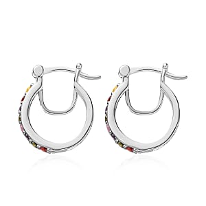 Simulated Multi Color Diamond Earrings in Sterling Silver 1.00 ctw