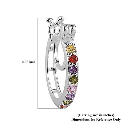 Simulated Multi Color Diamond Earrings in Sterling Silver 1.00 ctw