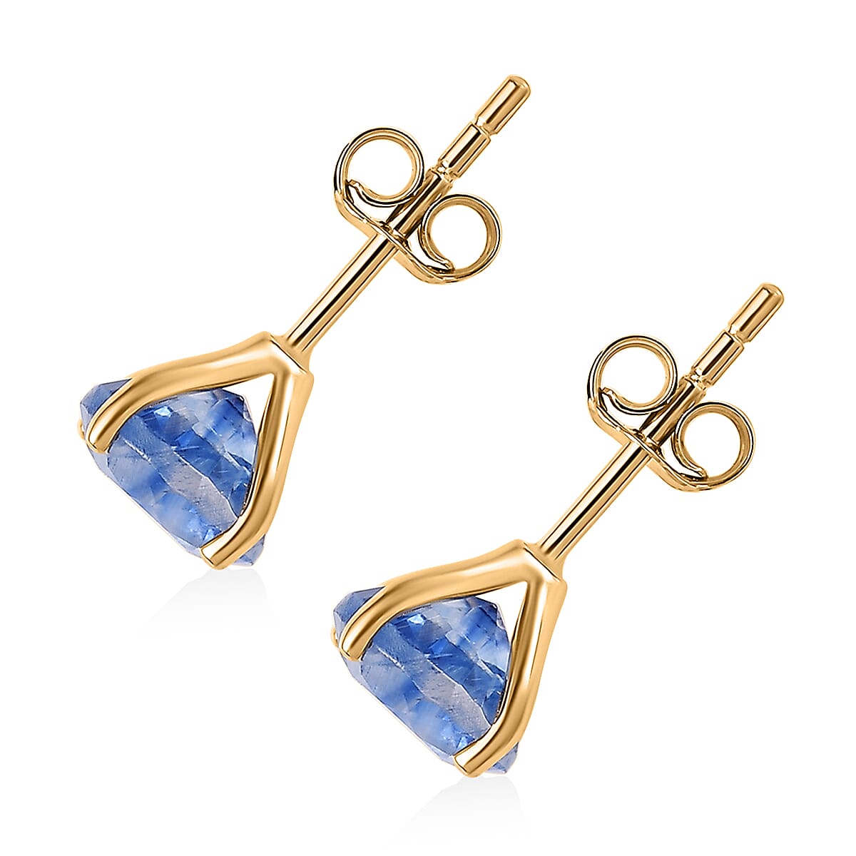 Luxoro 10K Yellow Gold Premium Kashmir Kyanite Solitaire Stud Earrings 2.00 ctw image number 3