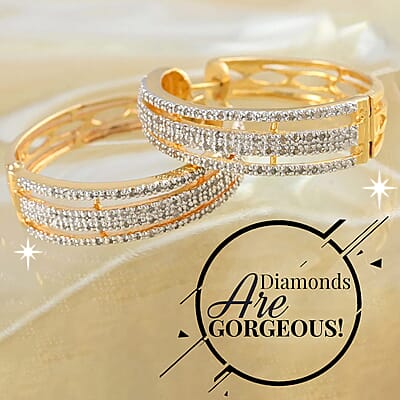 Ankur Treasure Chest Diamond Hoop Earrings in 14K Yellow Gold Plated Sterling Silver, Diamond Hoops For Women 1.00 ctw