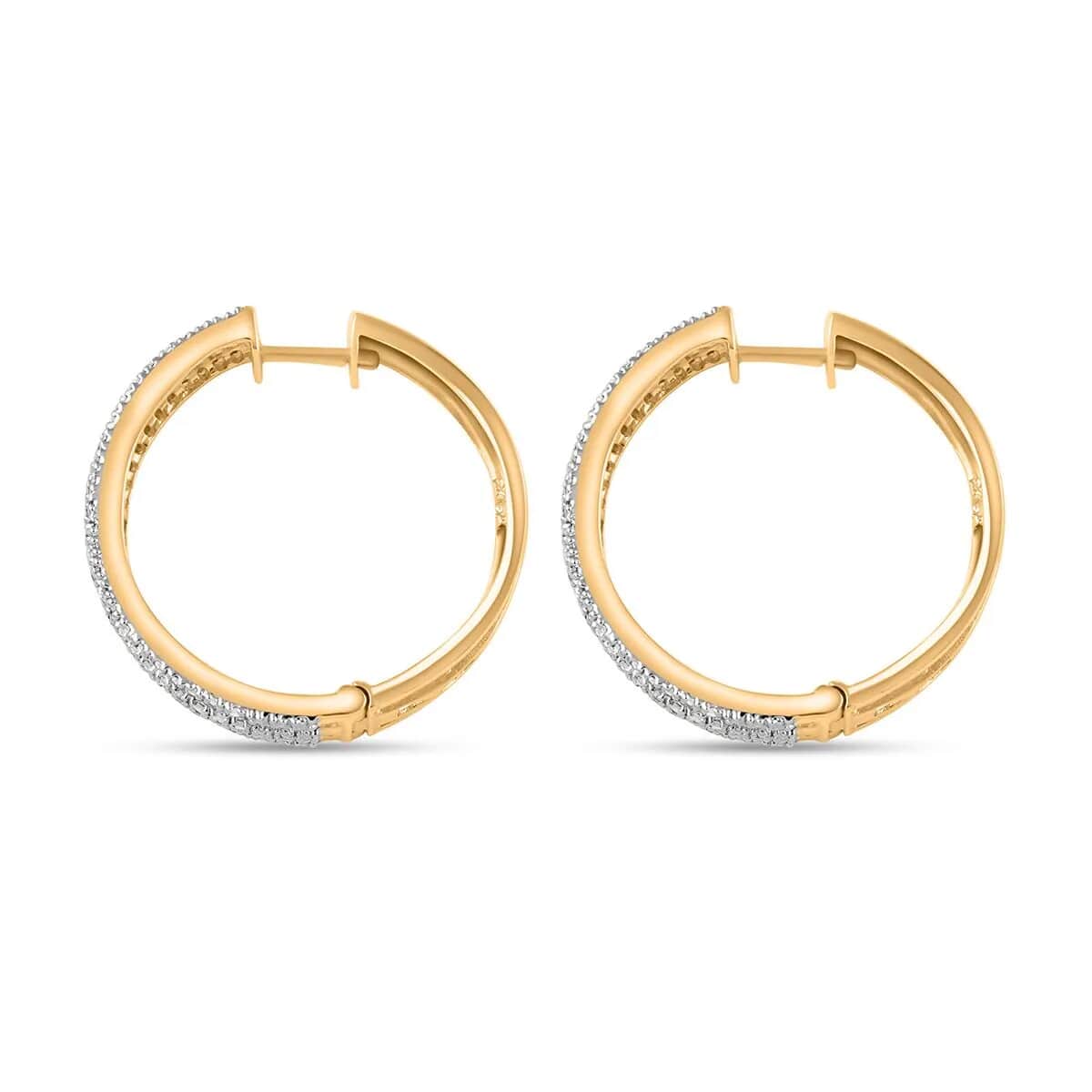 Ankur Treasure Chest Diamond Hoop Earrings in 14K Yellow Gold Plated Sterling Silver, Diamond Hoops For Women 1.00 ctw image number 5