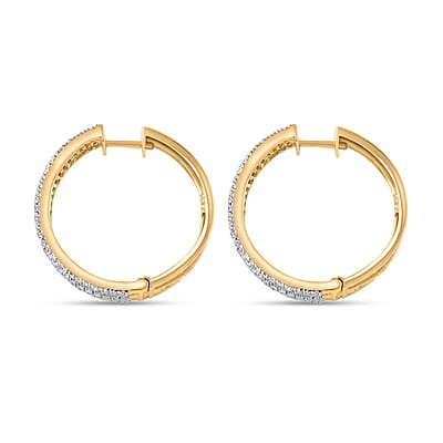 Ankur Treasure Chest Diamond Hoop Earrings in 14K Yellow Gold Plated Sterling Silver, Diamond Hoops For Women 1.00 ctw