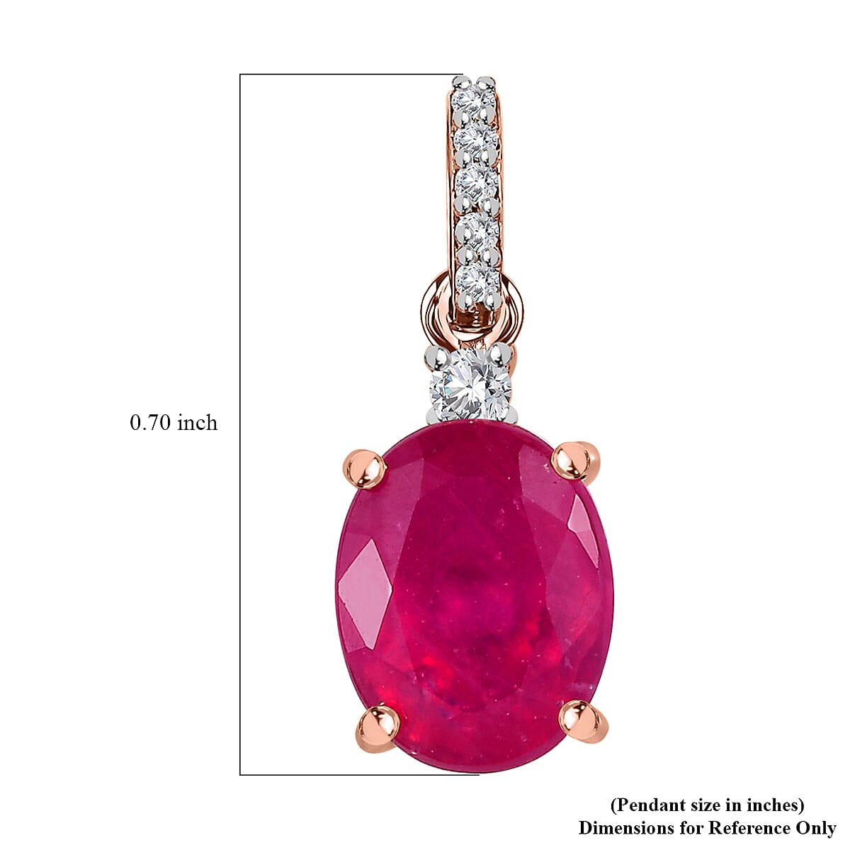 Luxoro 10K Rose Gold Premium Ilakaka Hot Pink Sapphire (FF) and Moissanite Pendant 3.10 ctw image number 5