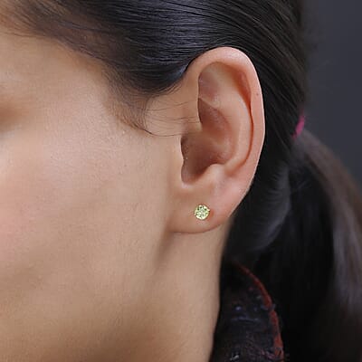 Luxoro 10K Yellow Gold AAA Capelinha Sphene Solitaire Stud Earrings 1.15 ctw